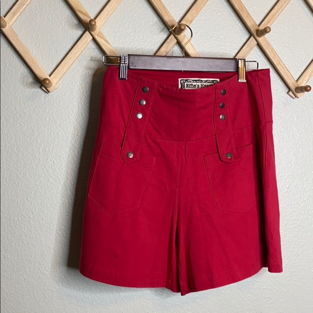 NWT EFFIES HEART Unique Vintage 1940s Red High Waisted Shorts Size Medium